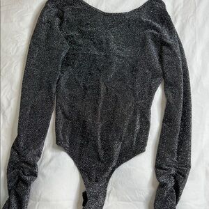 Black Glitter Long Sleeve Bodysuit